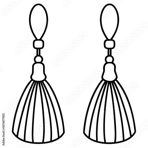 Tassel Earrings line art vector