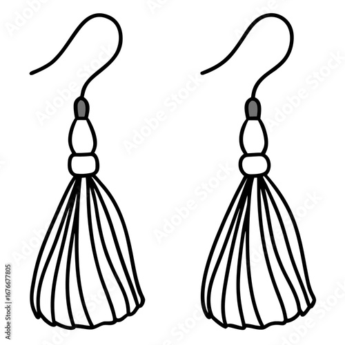Tassel Earrings line art vector