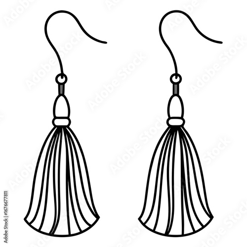 Tassel Earrings line art vector