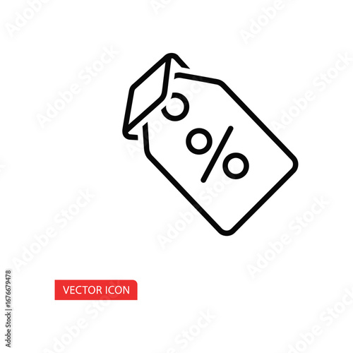 Discount Tag: Illustrating a graphic for a retail sale, a tag showcases a percentage sign, symbolizing savings and appealing to consumers seeking special offers.