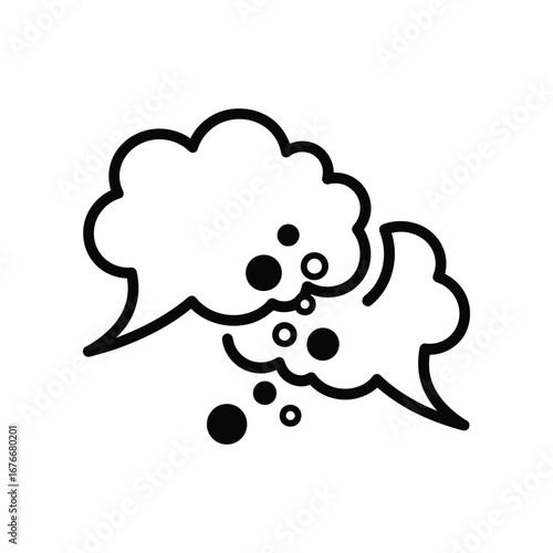 Speech Bubbles Graphic: A visually simple yet communicative graphic, featuring two speech bubbles with various stylized elements, ready to symbolize any form of conversation, thought.