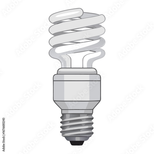 Swirling light bulb with metallic base and white spiral tube energy saving