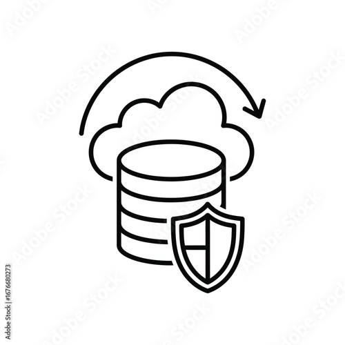 Secure Data Management: A digital illustration depicting secure data management, with a cloud encompassing a database, symbolizing safe and protected information storage.