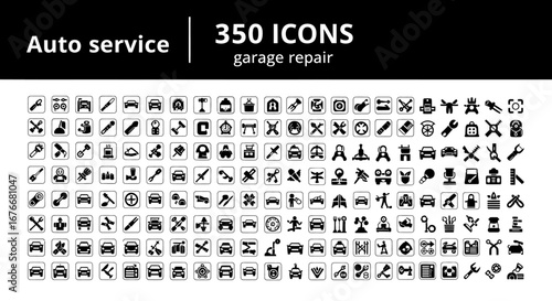Comprehensive Set of Auto Service and Garage Repair Icons for Your Business Needs
