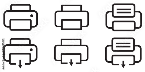 printer icon set vector
