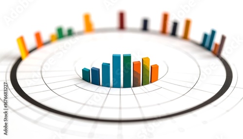 Circular data visualization with colorful bars