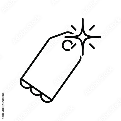 Price Tag Icon: A modern, minimalist illustration of a blank price tag, with a hint of shimmer or sparkle to suggest value and savings.