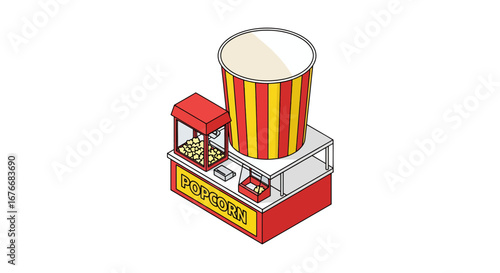 Popcorn stand with full bucket isometric view