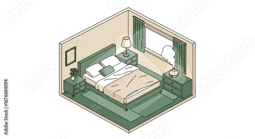Cozy bedroom interior with furniture and decor