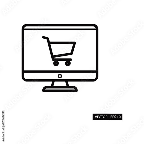 Digital Shopping Cart: A sleek computer monitor displays a digital shopping cart, symbolizing the ease and convenience of online shopping.