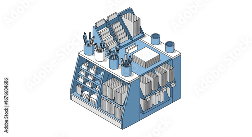 office supplies on a retail display shelf