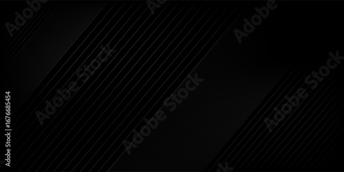 Top abstract background design. Modern wavy line pattern (guilloche curves) in monochrome colors. Premium stripe texture for banner, business backdrop. Dark horizontal vector modern art