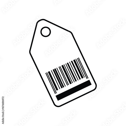 Barcode tag Icon: This image of barcode tag icon captures the essence of commerce and efficiency.