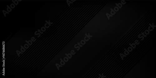 Top abstract background design. Modern wavy line pattern (guilloche curves) in monochrome colors. Premium stripe texture for banner, business backdrop. Dark horizontal vector modern art