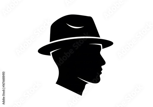 Silhouette of a man in a classic fedora hat, evoking a sense of mystery and vintage style