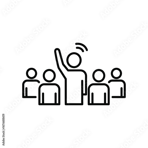 Illustration of a Meeting: A minimalist illustration presents a collective gathering of anonymous figures, conveying a sense of unity and collaborative effort.