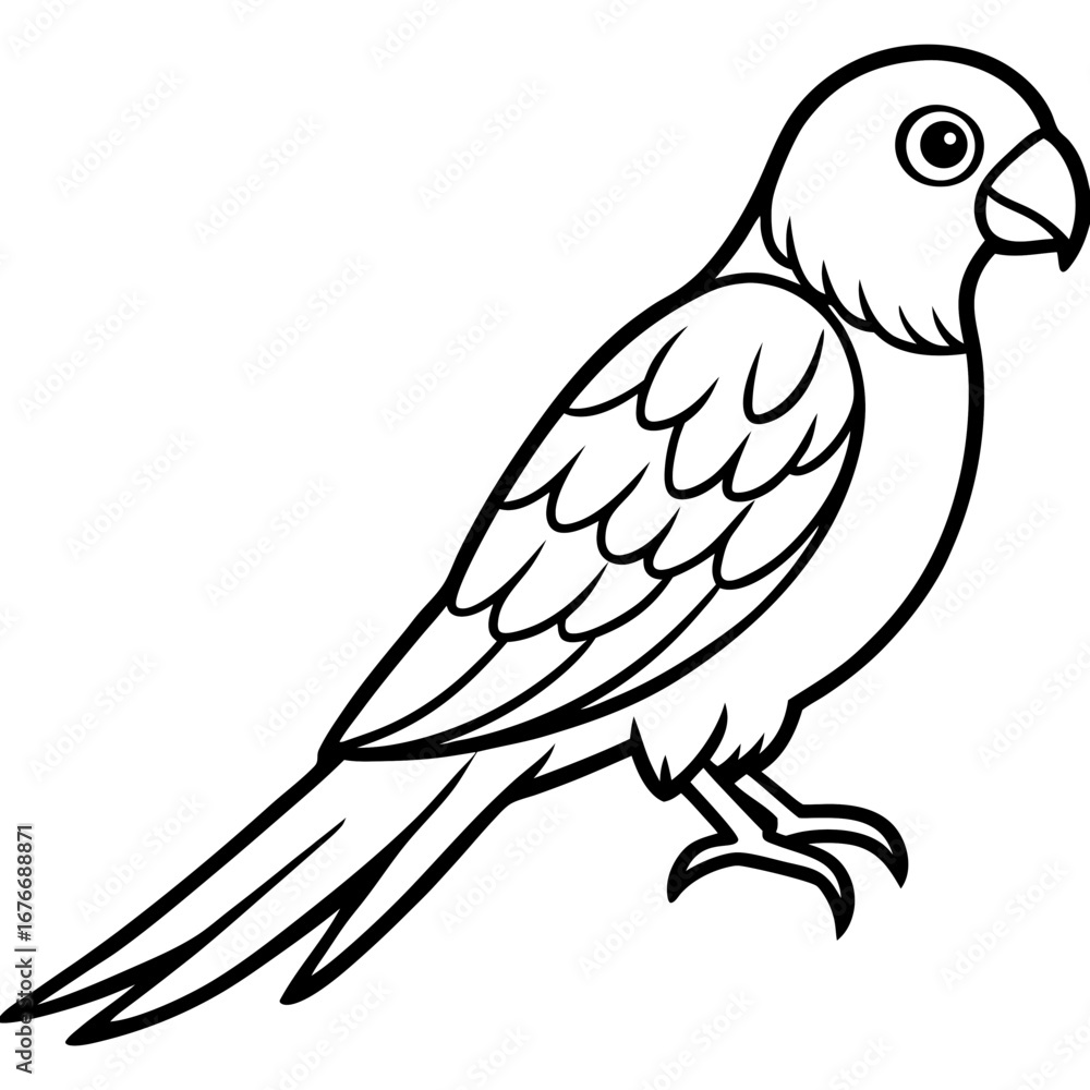 Fototapeta premium Parakeet line art vector