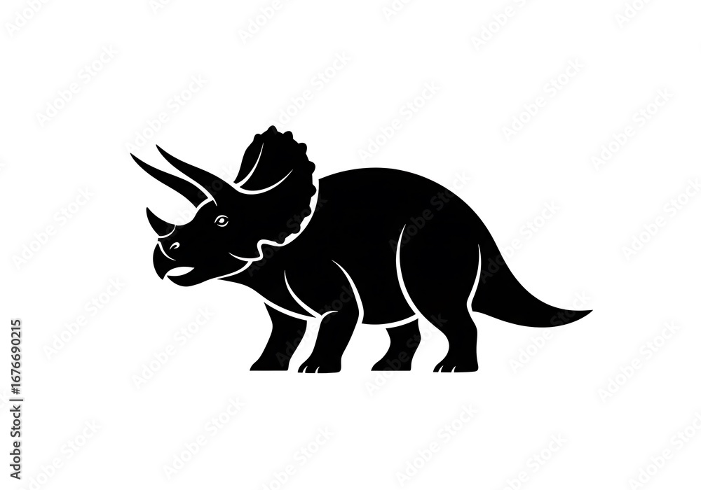 Fototapeta premium A detailed black silhouette of a giant long-necked sauropod dinosaur standing in profile, isolated on a clean white background as a vector illustration representing prehistoric life and paleontology