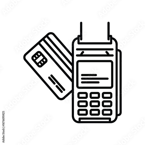 Payment Terminal and Credit Card: a modern payment terminal with credit card. shows the ease and efficiency of electronic transactions in modern commerce.