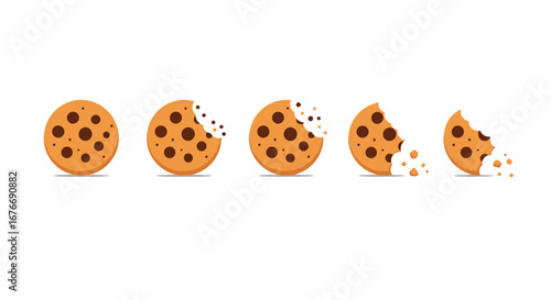 Indulge in the sweet journey of chocolate chip cookies, from whole to deliciously devoured