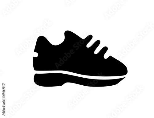 sports icon 23A : Sports Shoes Icon (Black), shoes, sneakers, sports, footwear, athlete, run, training, professional, match, exercise, competition, black, silhouette, icon, 
