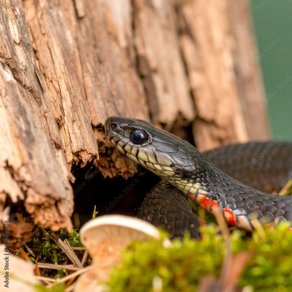 Fototapeta premium Black snake near forest