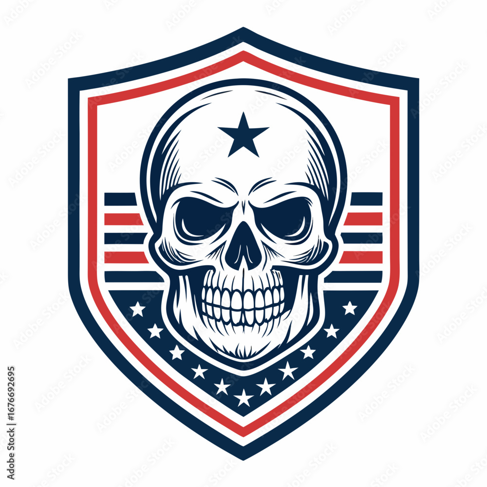 Fototapeta premium Featuring Create Bold Stroke Skull Badge Emblem Crisp Premium Digital Asset