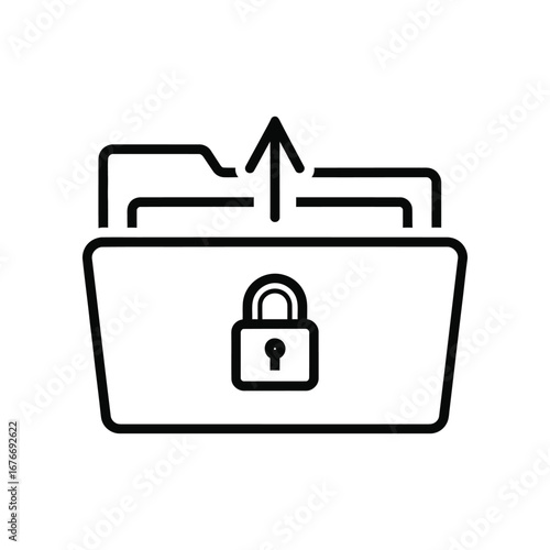 Secure Digital Upload: A stylized illustration depicting a secure digital upload process, with a closed folder and a padlock. Emphasizing data security, protection, and confidential transfer.