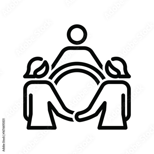 Agreement and Unity: a minimalist line art illustration conveys a powerful message of unity, featuring three figures intertwined in a symbol of collaboration and teamwork.