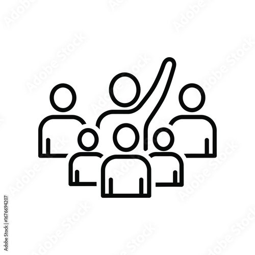 Community Advocacy: An illustration depicting a community, with one figure raising a hand to represent leadership or collective action. The simple, clean design and symbolic representation of unity.