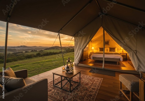 Beautiful African bush lodge glowing under a golden sunset, surrounded by serene wilderness.
Perfect for travel, safari, and luxury getaway visuals.