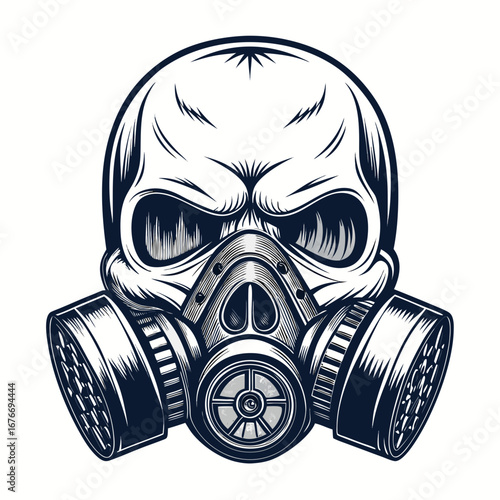 Beautiful Create Bold Stroke Skull With Gas Mask High-Quality Stock Image