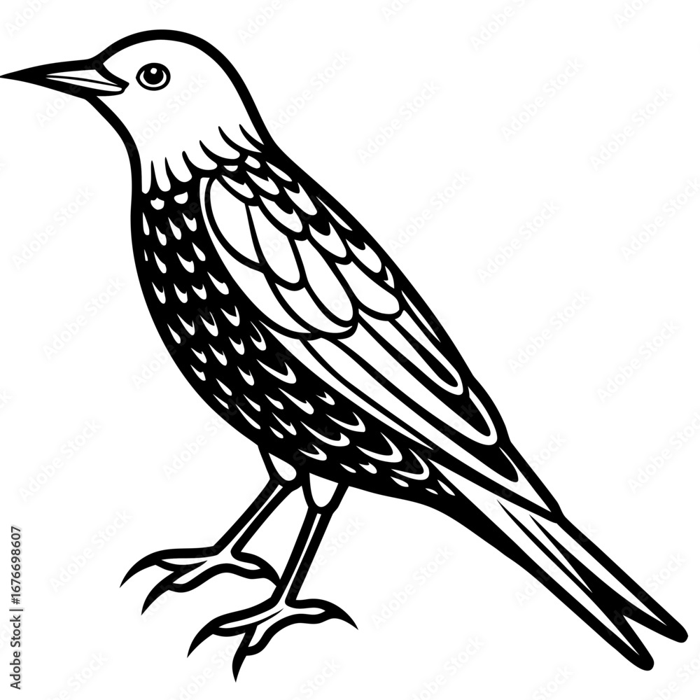 Obraz premium Starling line art vector