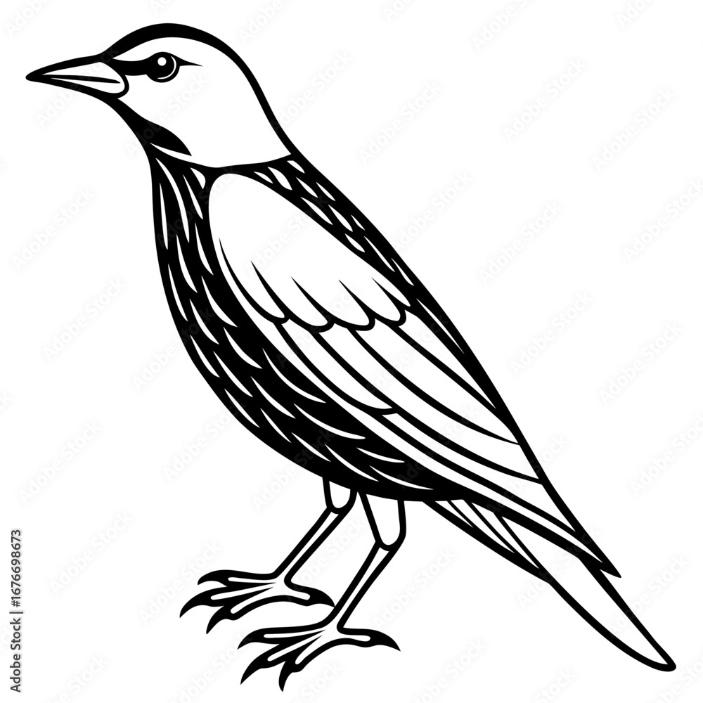 Fototapeta premium Starling line art vector
