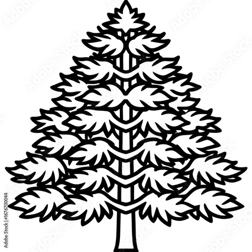 Monkey‑puzzle Tree line art vector