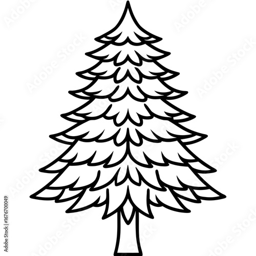Monkey‑puzzle Tree line art vector