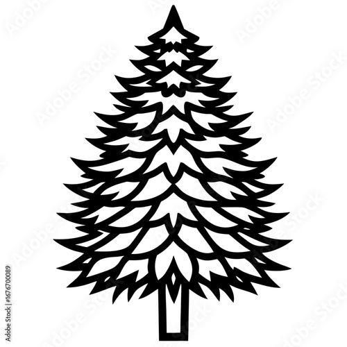Monkey‑puzzle Tree line art vector