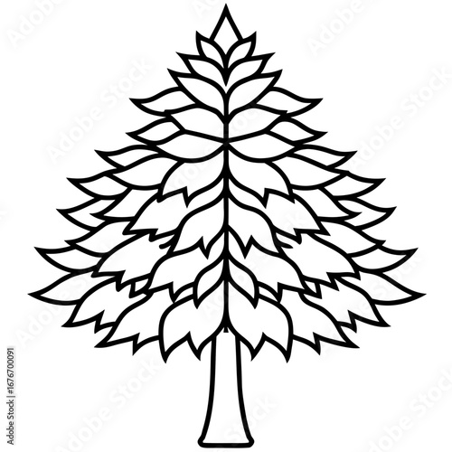 Monkey‑puzzle Tree line art vector