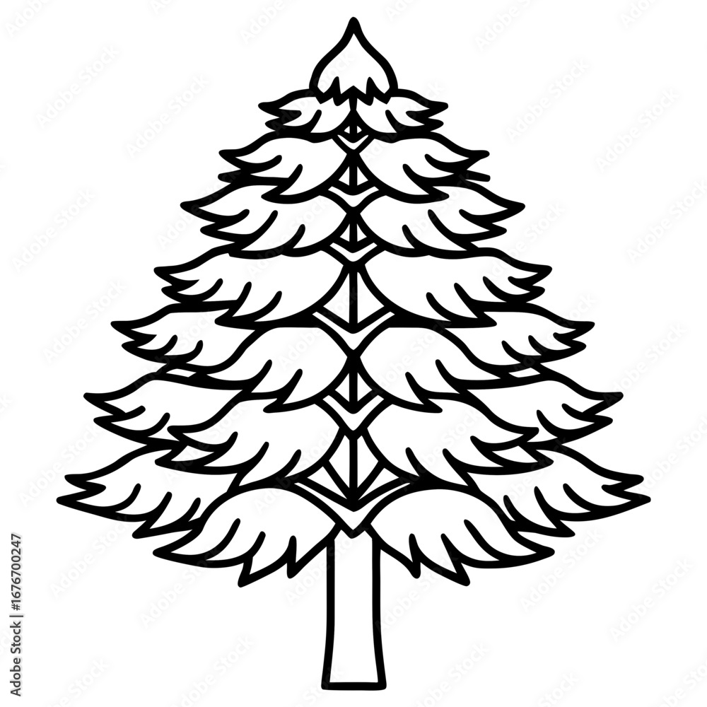 Fototapeta premium Monkey‑puzzle Tree line art vector
