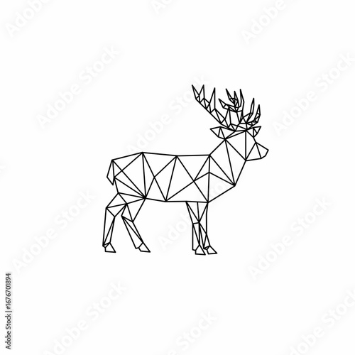 deer polygon art on white background, geometric animal line art 