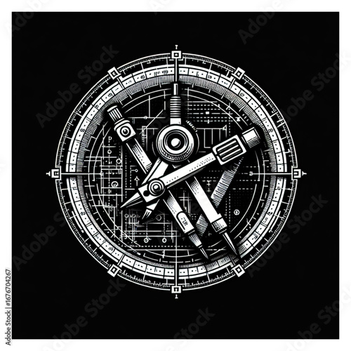  Compass tool vector image illustration icon