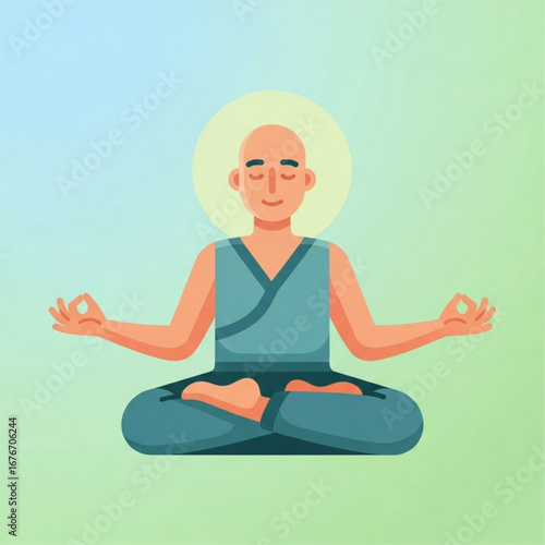 Calm Yoga Man Meditation Pose Icon: Minimalist Vector Silhouette for Wellness, Mindfulness, and Fitness App Design
