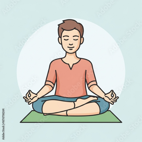 Calm Yoga Man Meditation Pose Icon: Minimalist Vector Silhouette for Wellness, Mindfulness, and Fitness App Design