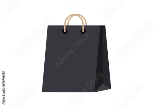 Bolsa de papel negra en fondo blanco