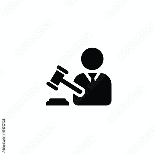 Silhouette of a judge with a gavel, representing law and justice.