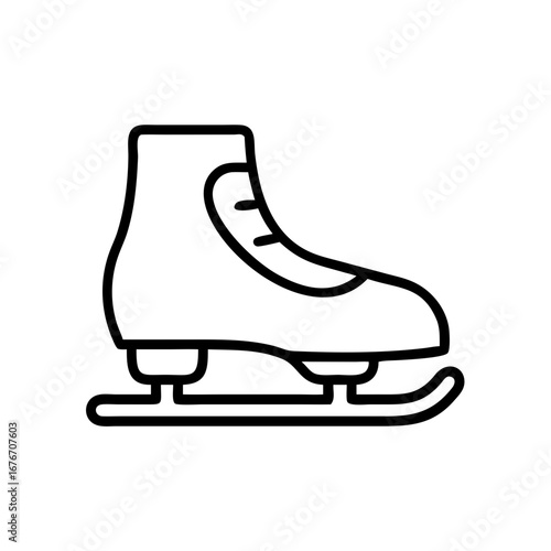 Ice skate icon in simple line art style on white background  