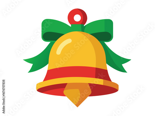 Christmas Bell vector Illustration isolated on white background