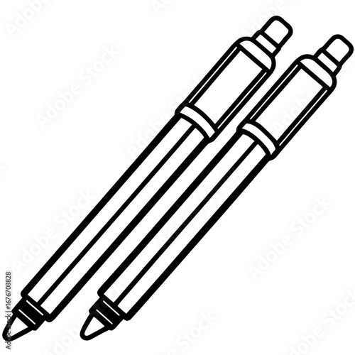 Gel Pen Set line art vector