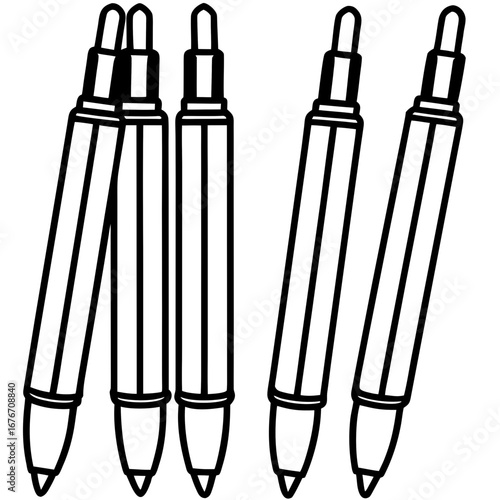Gel Pen Set line art vector