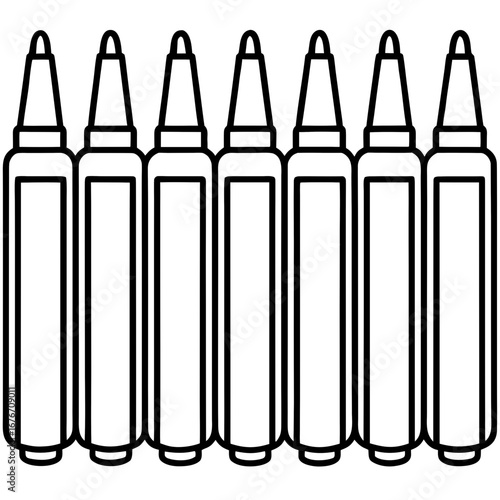 Gel Pen Set line art vector